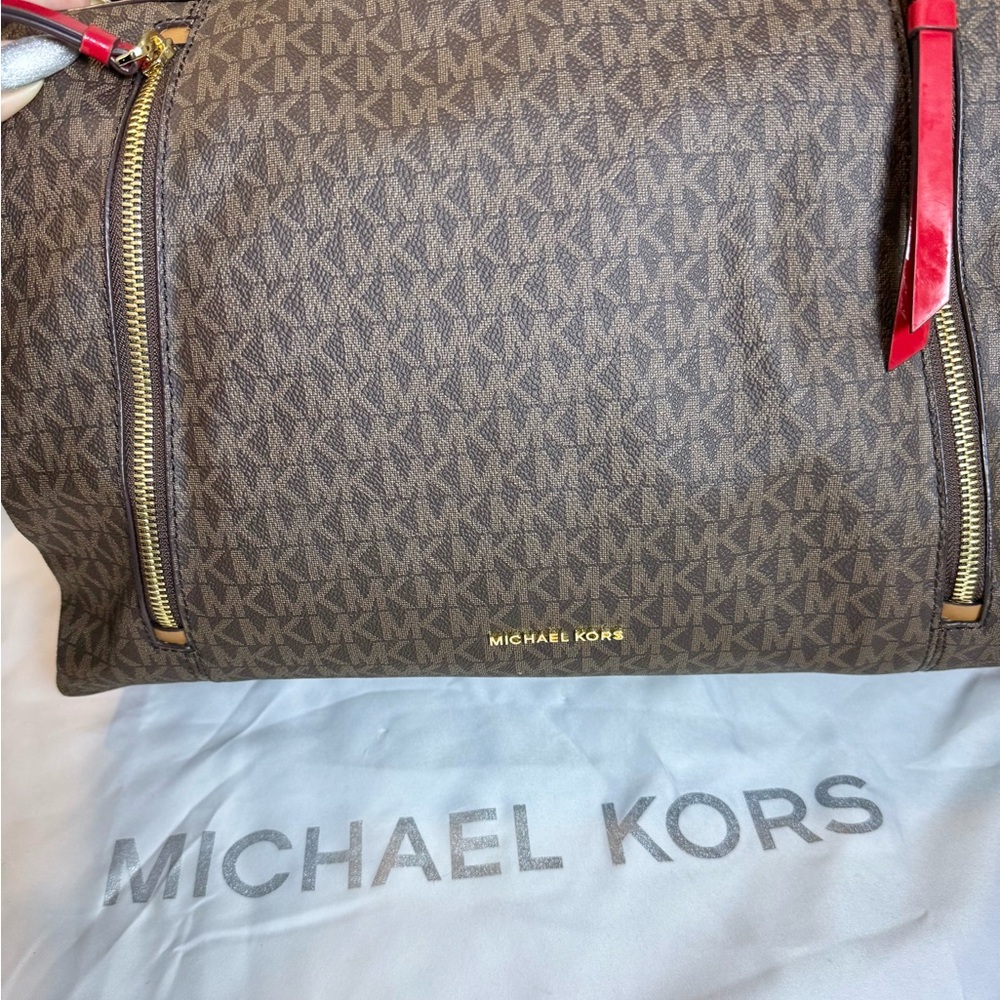 Michael Kors Brown and Red Travel Bag
